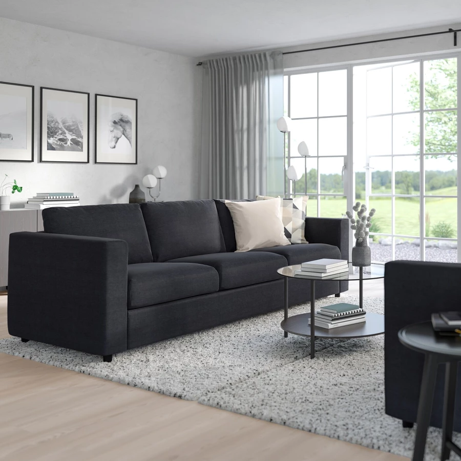 3-местный диван - IKEA VIMLE, 98x261см, черный, ВИМЛЕ ИКЕА (изображение №3)