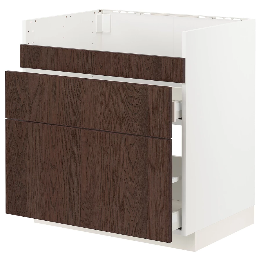 Шкаф под раковину /3 шт/2 шт - METOD / HAVSEN/MAXIMERA  IKEA/ МЕТОД/ХАВСЕН/МАКСИМЕРА ИКЕА, 88х80 см,  коричневый/белый (изображение №1)