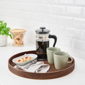 Второе фото. Круглый поднос - IKEA OMBONAD, 42 см, орех, ОМБОНАД ИКЕА