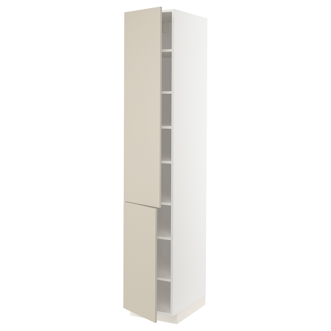 Высокий кухонный шкаф с полками - IKEA METOD/МЕТОД ИКЕА, 220х60х40 см, белый/бежевый