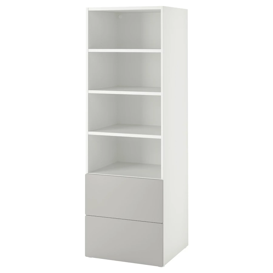 Детский книжный шкаф - PLATSA/SMÅSTAD IKEA/ ПЛАТСА/СМАСТАД ИКЕА, 57х60х181 см, белый/серый (изображение №1)