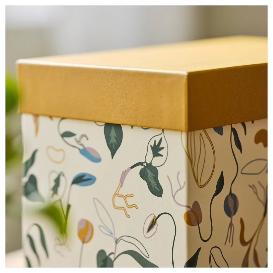 Коробка с крышкой - IKEA DAKSJUS, светло-коричневый, ДАКСЬЮС ИКЕА (изображение №3)