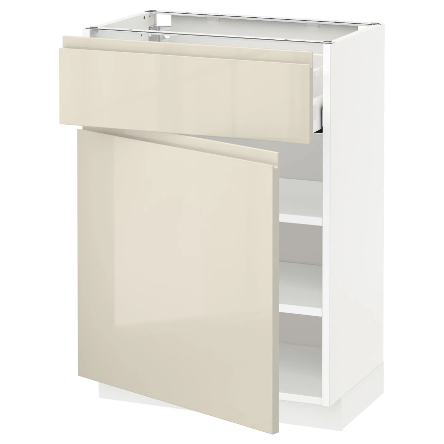 Напольный шкаф - METOD / MAXIMERA IKEA/ МЕТОД/ МАКСИМЕРА ИКЕА,  88х60 см, белый/светло-бежевый (изображение №1)