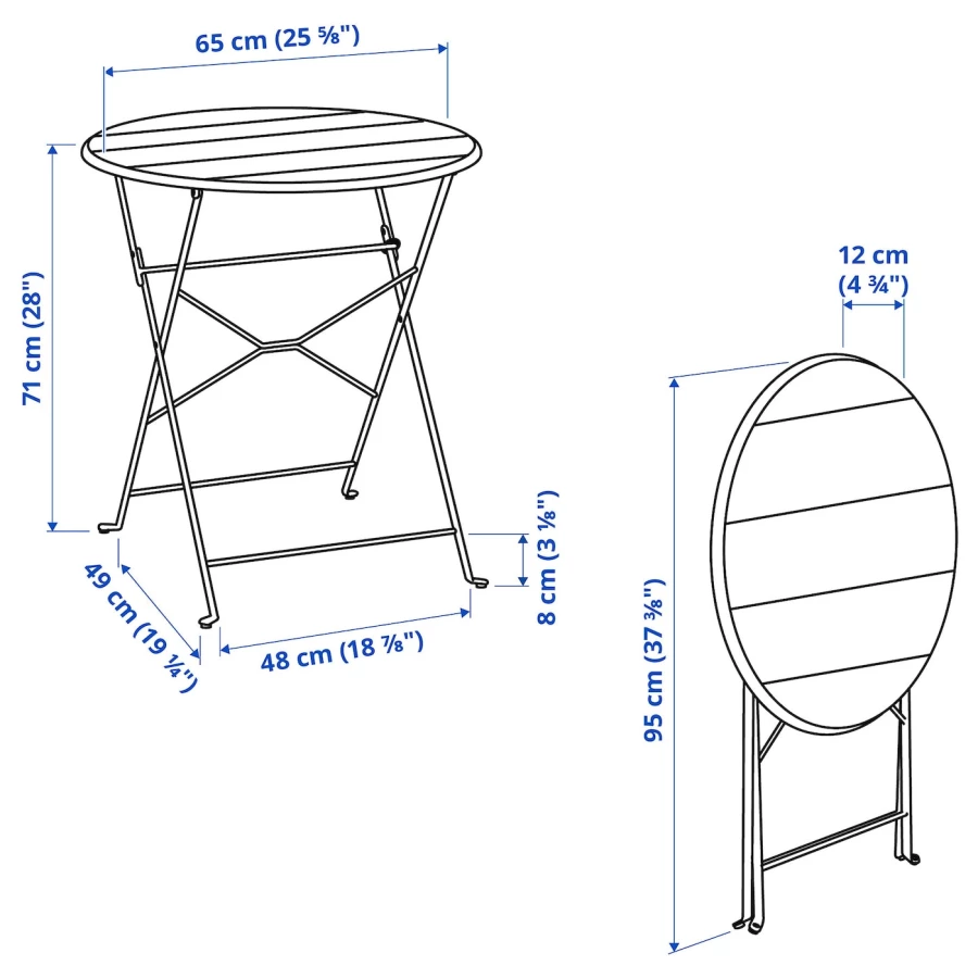Складной комплект из стула и стола - IKEA SUNDSÖ/SUNDSO/СУНДСЕ ИКЕА, 96х65х4 см,серый (изображение №15)