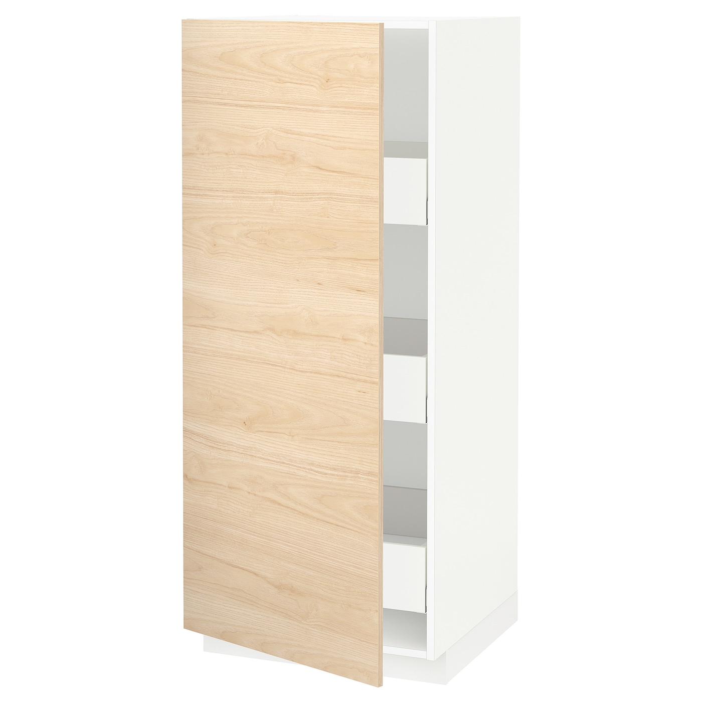Высокий шкаф с ящиками - IKEA METOD/MAXIMERA/МЕТОД/МАКСИМЕРА ИКЕА, 140х60х60 см, белый/под беленый дуб