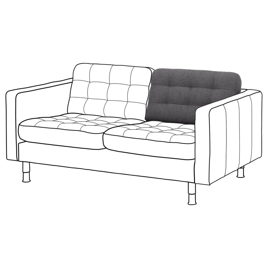 Подушка спинки 2-местного дивана - IKEA LANDSKRONA/ЛАНДСКРОНА ИКЕА, 40х16х72 см, черный (изображение №2)