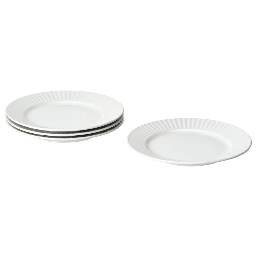 Набор тарелок, 4 шт. - IKEA STRIMMIG, 27 см, белый, СТРИММИГ ИКЕА (изображение №1)