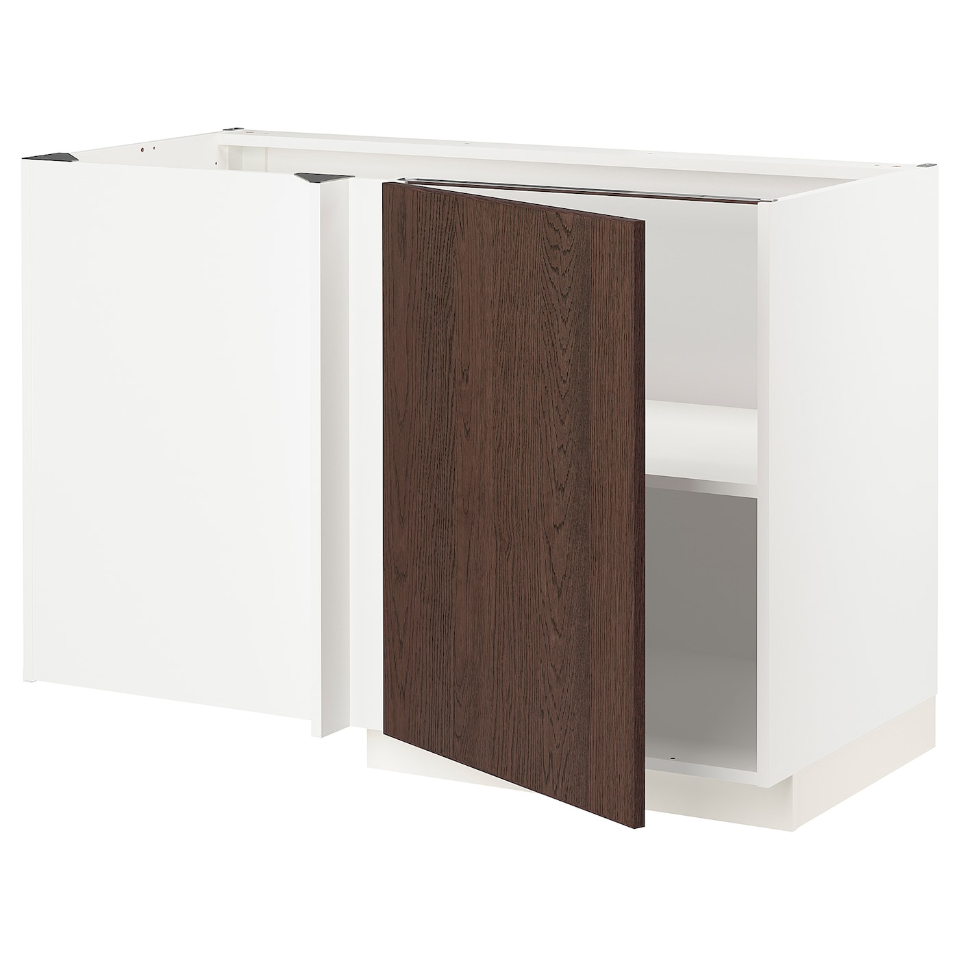 Угловой шкаф-тумба с полкой - IKEA METOD/МЕТОД ИКЕА, 128х68 см, белый/коричневый