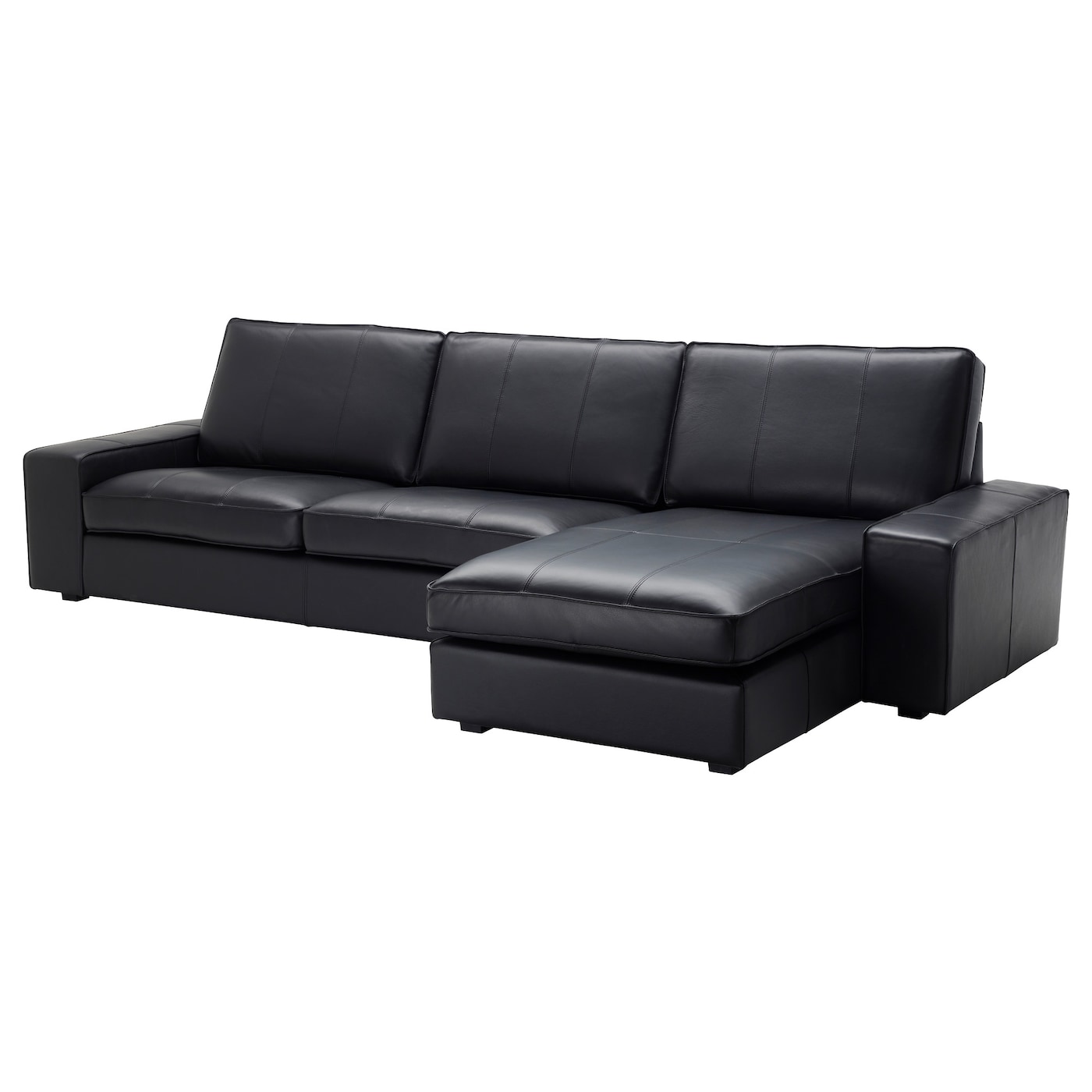 4-местный диван и шезлонг - IKEA KIVIK, 318х163х83 см, черный, кожа, КИВИК ИКЕА