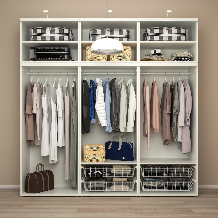 Шкаф с 6 раздвижными дверцами - IKEA PLATSA/ПЛАТСА ИКЕА, 57х180х221,1 см, белый/темно-серый (изображение №5)