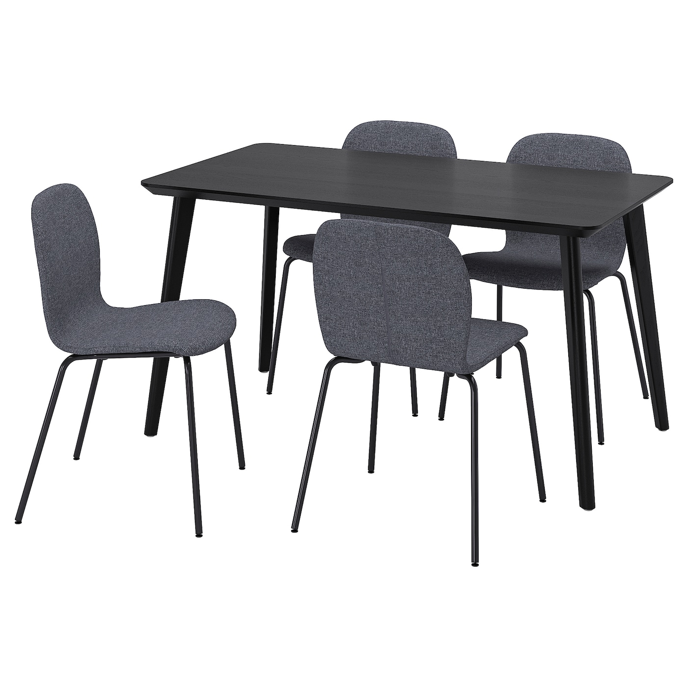 Стол и 4 стула - LISABO / KARLPETTER IKEA/ ЛИСАБО/КАРЛПЕТТЕР ИКЕА, 140х78 см, черный