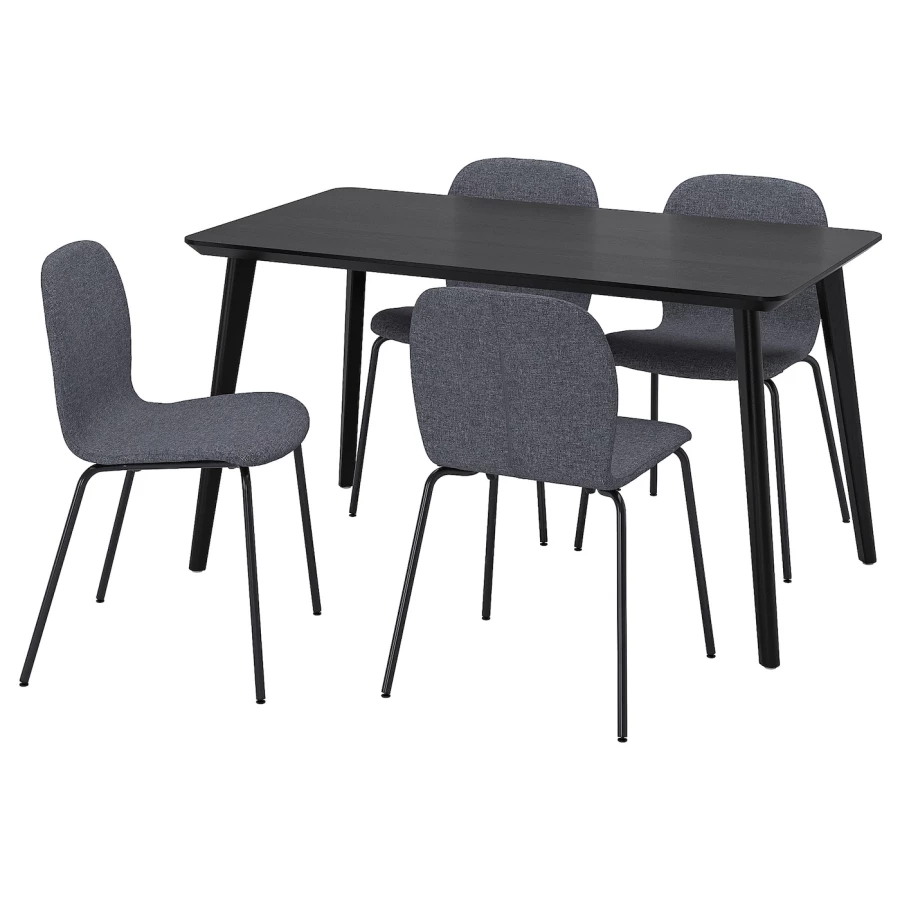 Стол и 4 стула - LISABO / KARLPETTER IKEA/ ЛИСАБО/КАРЛПЕТТЕР ИКЕА, 140х78 см, черный (изображение №1)