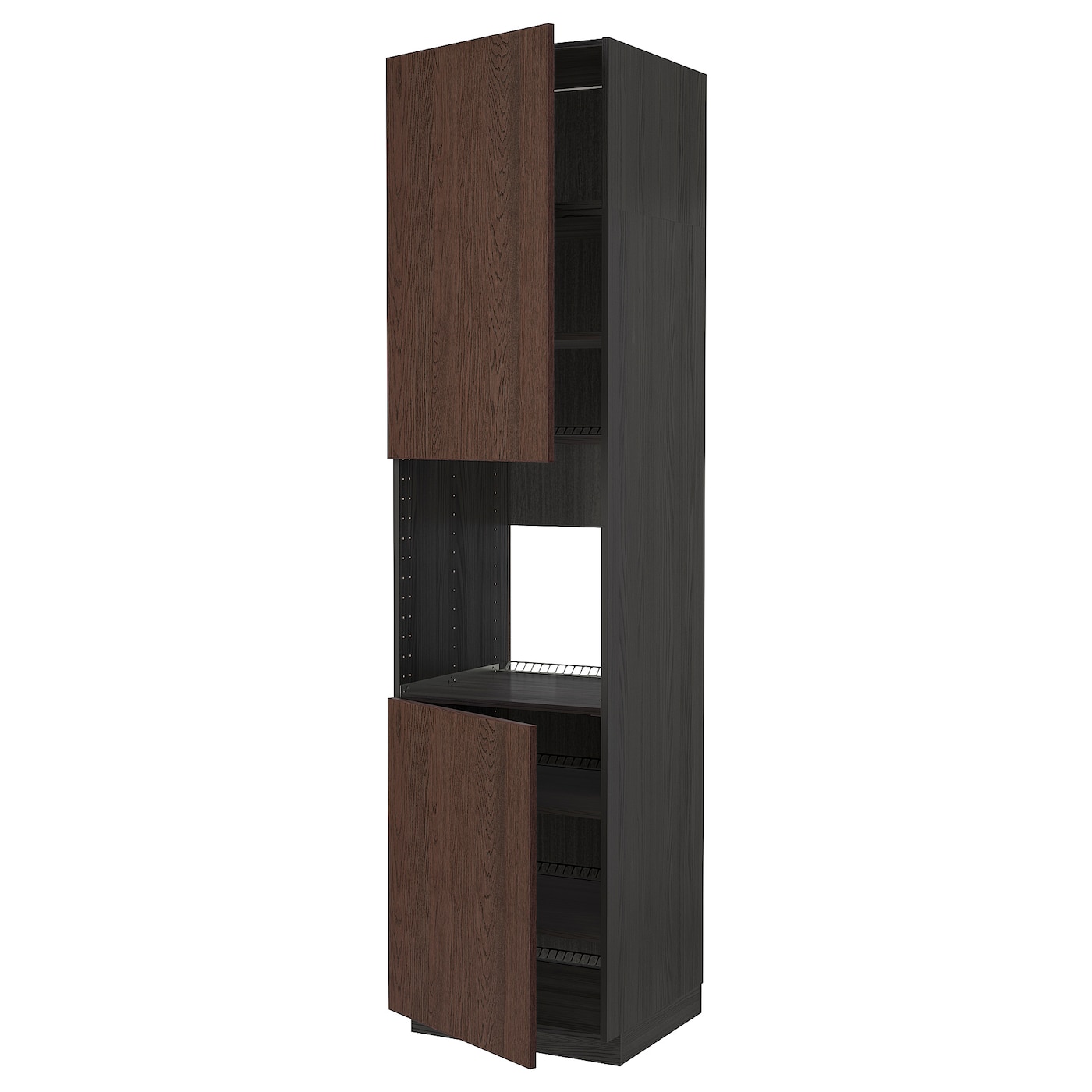 Кухонный шкаф-пенал - IKEA METOD/МЕТОД ИКЕА, 240х60х60 см, черный/коричневый