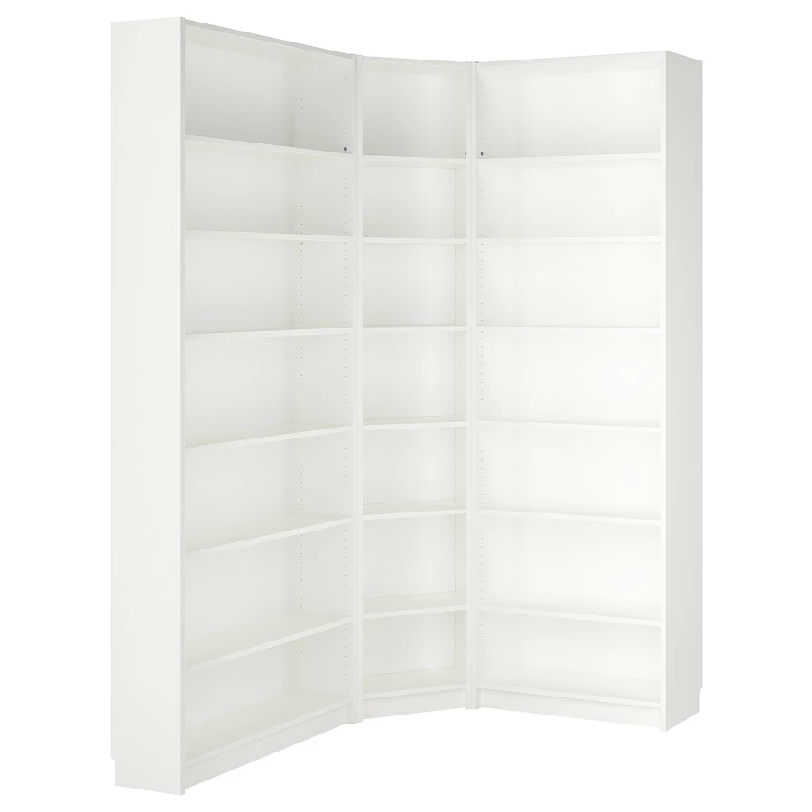 Угловой книжный шкаф - BILLY IKEA/БИЛЛИ ИКЕА, 28х136х237 см, белый (изображение №1)