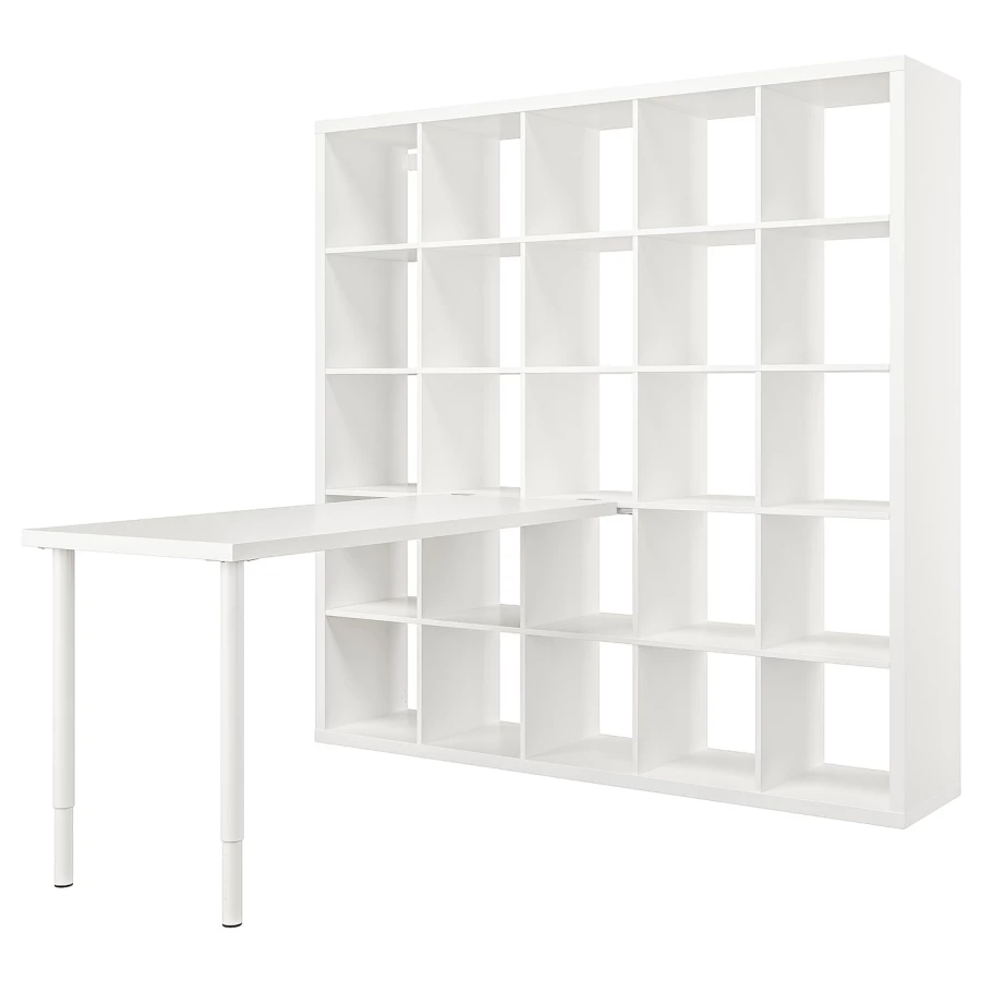 Письменный стол с книжной полкой 25 ячеек - IKEA LAGKAPTEN/KALLAX/ЛАГКАПТЕН/КАЛЛАКС ИКЕА, белый (изображение №1)
