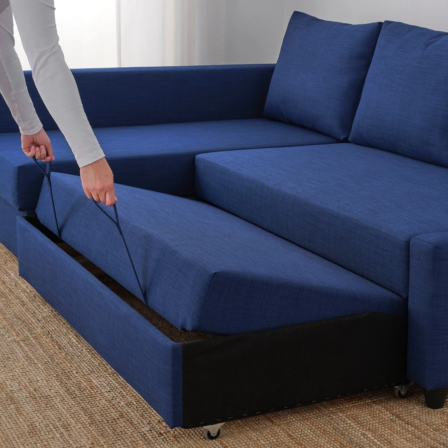 Угловой диван-кровать - IKEA FRIHETEN, 66x151x230см, cиний, ФРИХЕТЭН ИКЕА (изображение №4)