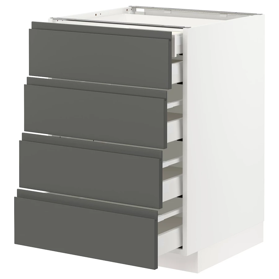 Напольный кухонный шкаф  - IKEA METOD MAXIMERA, 88x62x60см, белый/темно-серый, МЕТОД МАКСИМЕРА ИКЕА (изображение №1)