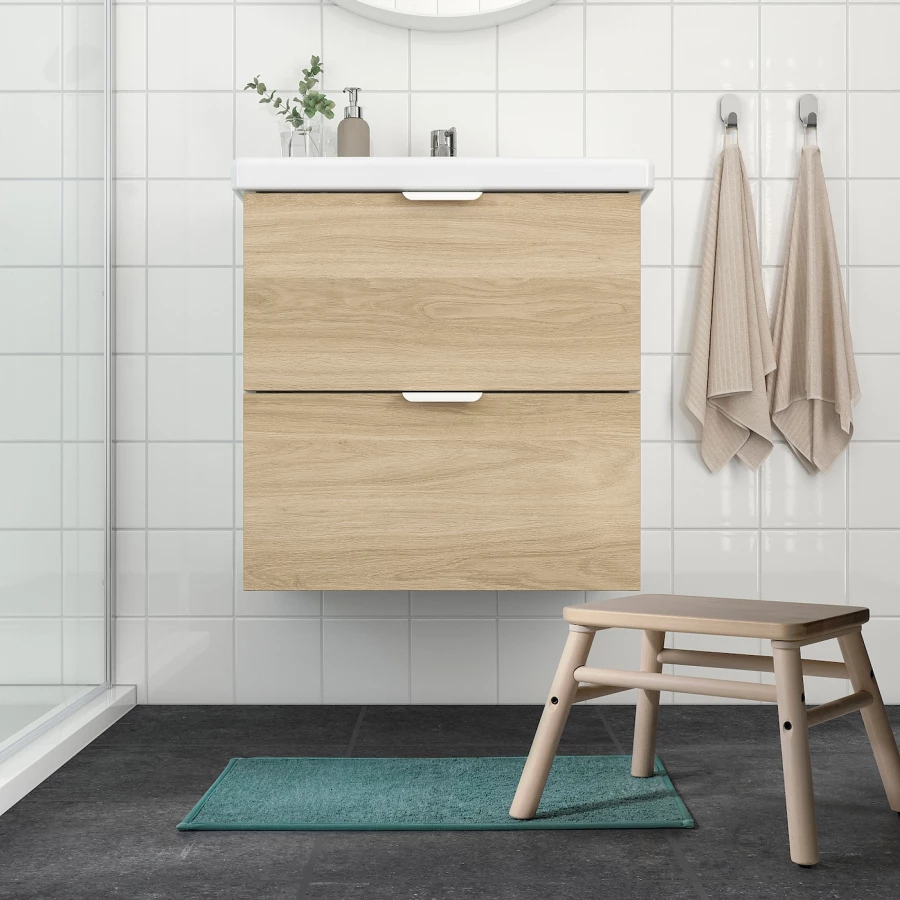 Коврик для ванной - IKEA OSBYSJÖN/OSBYSJON, 60х40 см, голубой, ОСБЮШЕН ИКЕА (изображение №2)