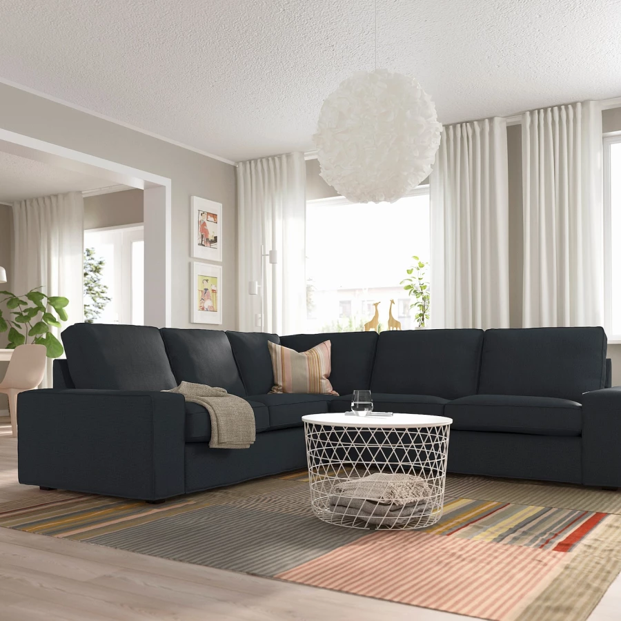 4-местный угловой диван - IKEA KIVIK, 83x95x257см, черный, КИВИК ИКЕА (изображение №2)