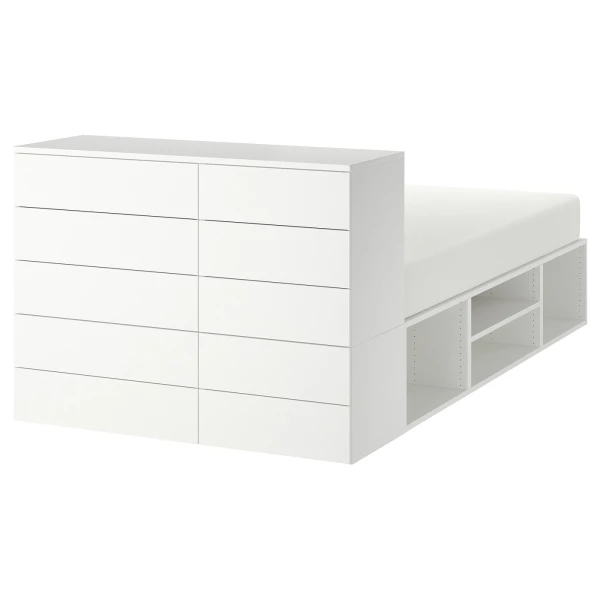 Каркас кровати с 10 ящиками - IKEA PLATSA, 200х140 см, белый, ПЛАТСА ИКЕА