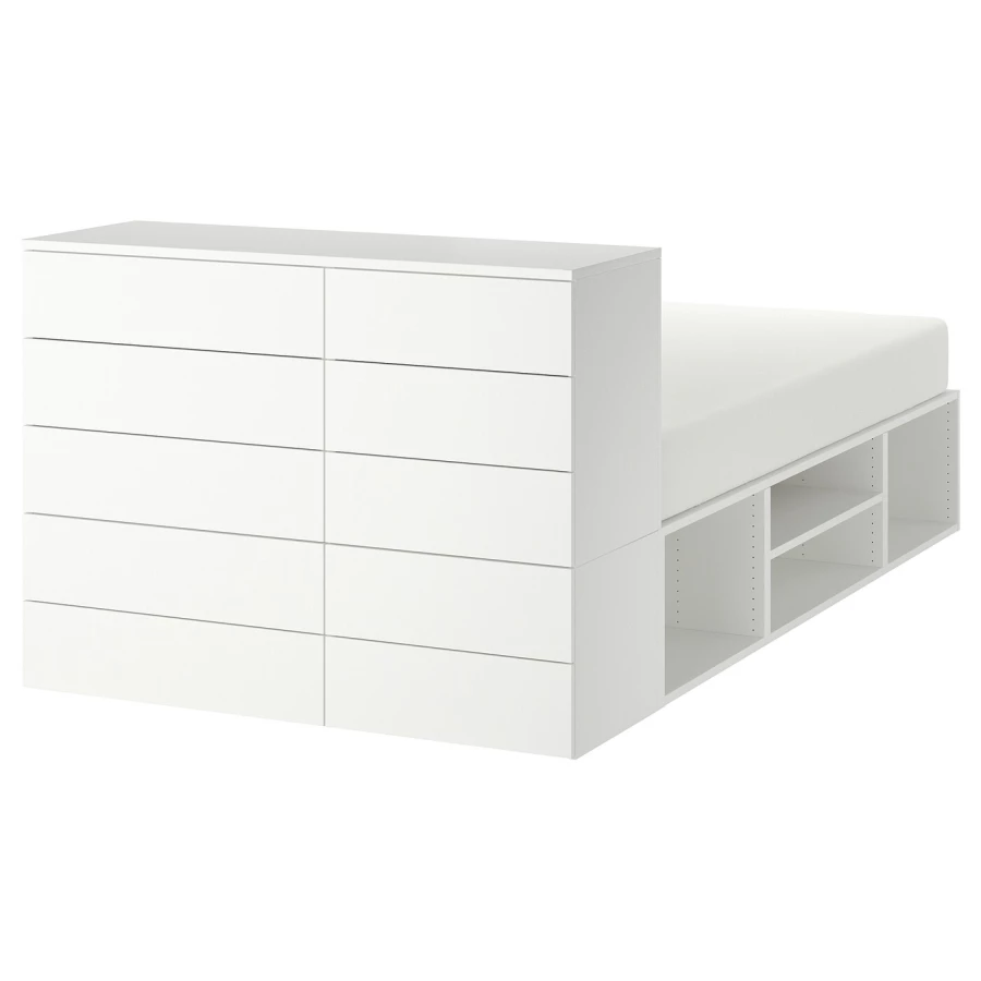 Каркас кровати с 10 ящиками - IKEA PLATSA, 200х140 см, белый, ПЛАТСА ИКЕА (изображение №1)