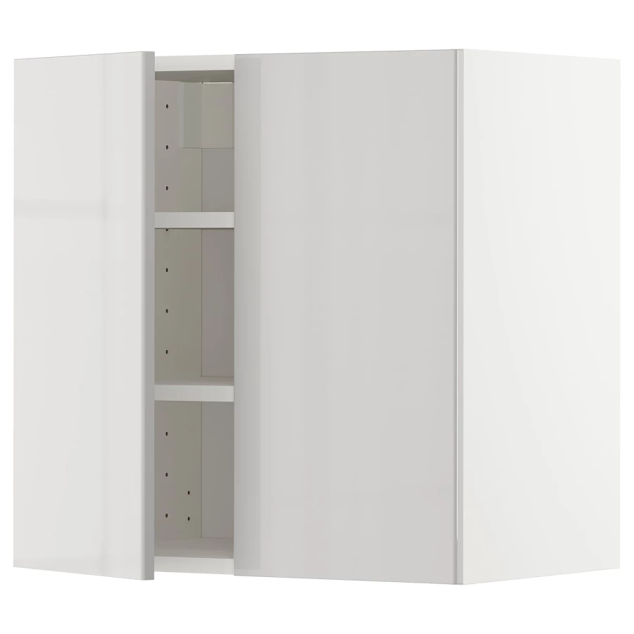Навесной шкаф с полкой - METOD IKEA/ МЕТОД ИКЕА, 60х60 см, белый/светло-серый (изображение №1)