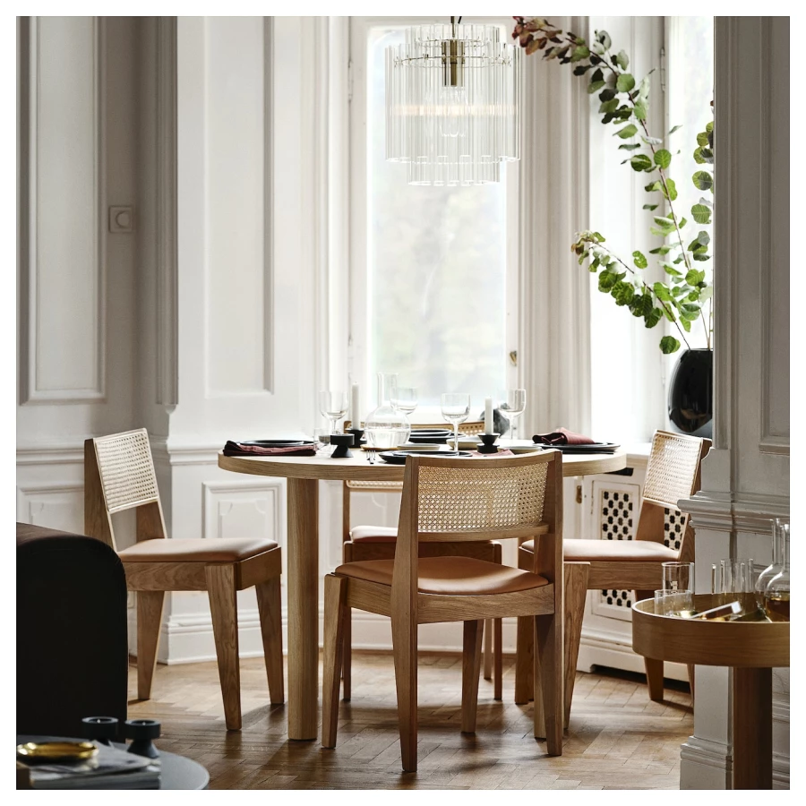 Стол и 4 стула с подлокотниками-IKEA STOCKHOLM 2025 /СТОКГОЛЬМ 2025, 115 cm,светло-коричневый (изображение №3)