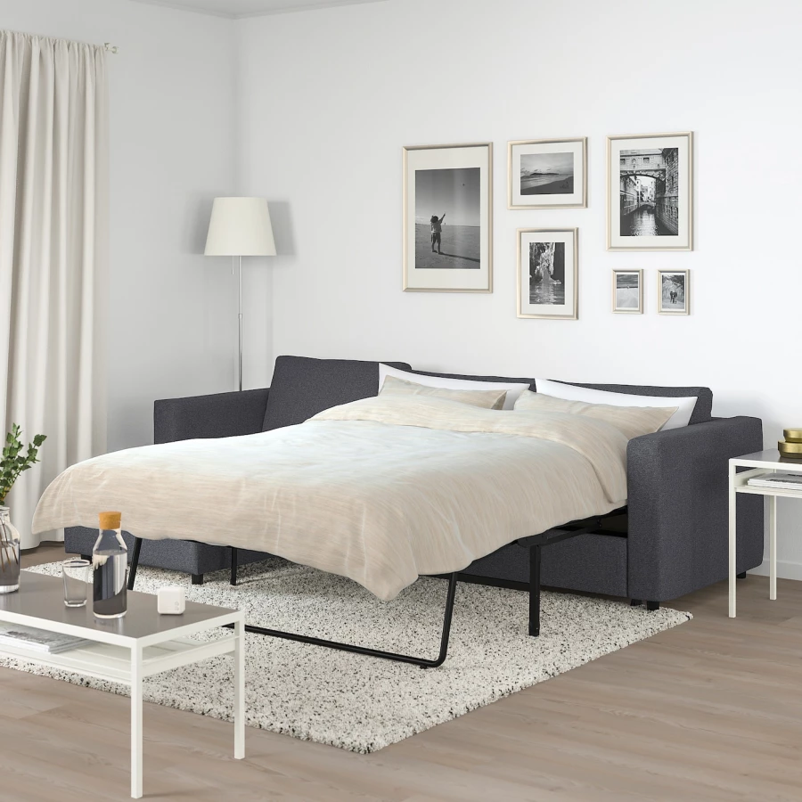 3-местный диван с шезлонгом - IKEA VIMLE, 98x241см, темно-серый, ВИМЛЕ ИКЕА (изображение №3)