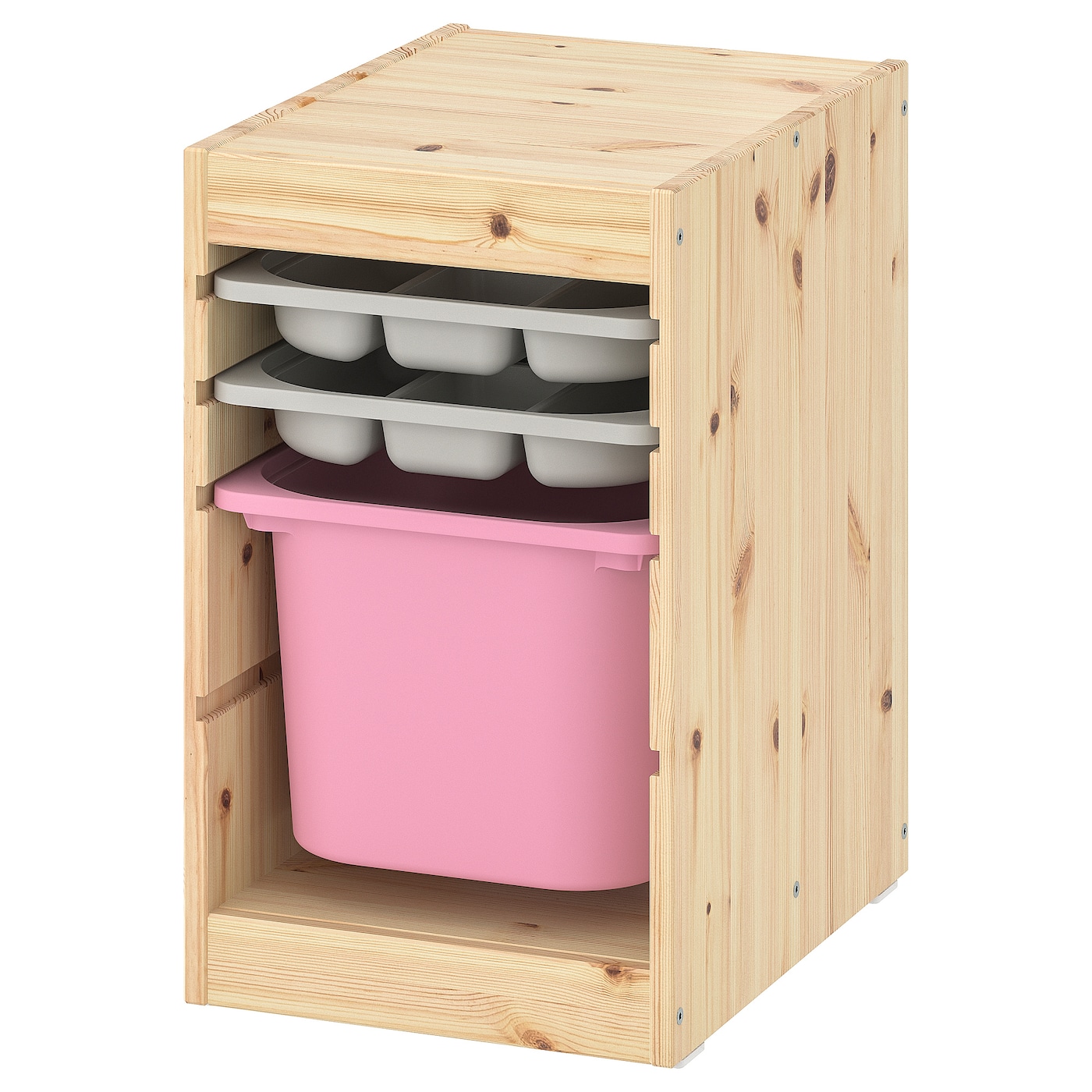 Стеллаж - IKEA TROFAST, 32х44х52 см, сосна/розовый/бело-серый, ТРУФАСТ ИКЕА