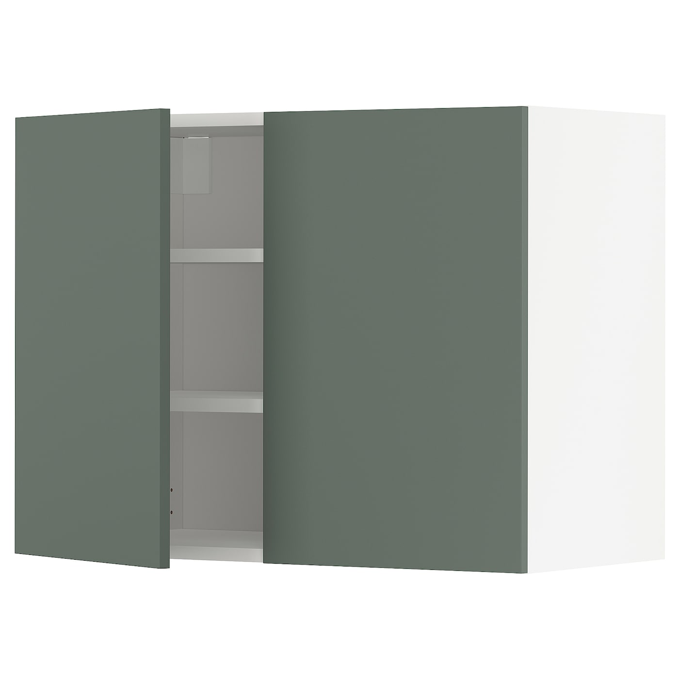 Навесной шкаф с полкой - METOD IKEA/ МЕТОД ИКЕА, 80х60 см, белый/темно-зеленый