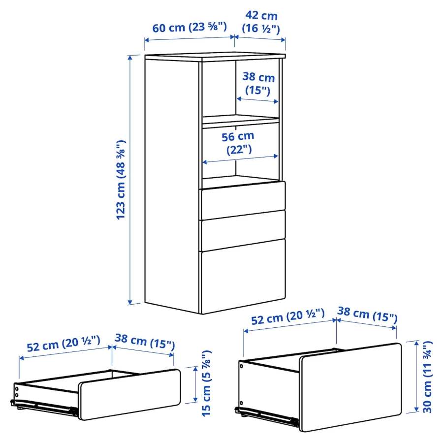Книжный шкаф - SMÅSTAD / PLATSA /SMАSTAD /  СМОСТАД/ ПЛАТСА  ИКЕА,  123х60 см, белый/бежевый (изображение №11)
