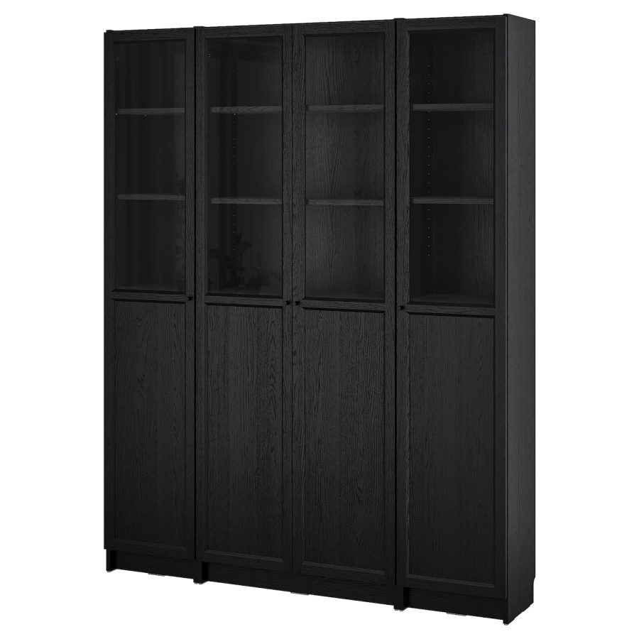 Книжный шкаф -  BILLY / OXBERG IKEA/ БИЛЛИ/ ОКСБЕРГ ИКЕА, 160х202 см, черный (изображение №1)