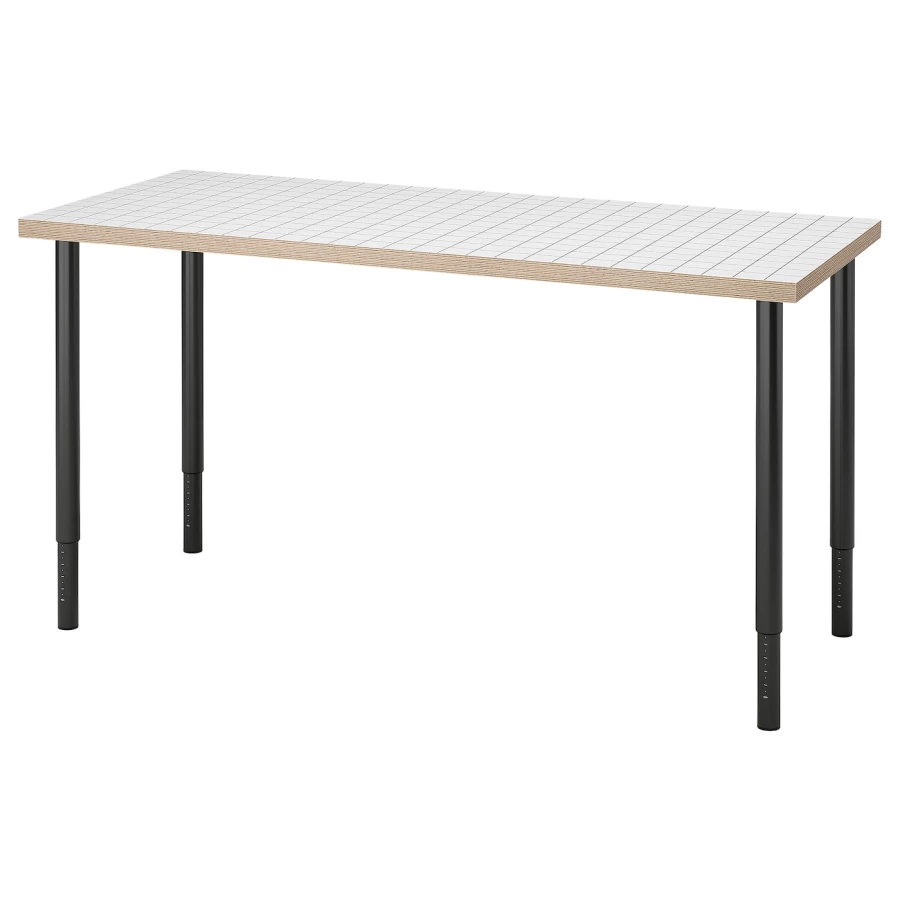 Письменный стол - IKEA LAGKAPTEN/OLOV, 140х60х63-93 см, белый антрацит/черный, ЛАГКАПТЕН/ОЛОВ ИКЕА (изображение №1)