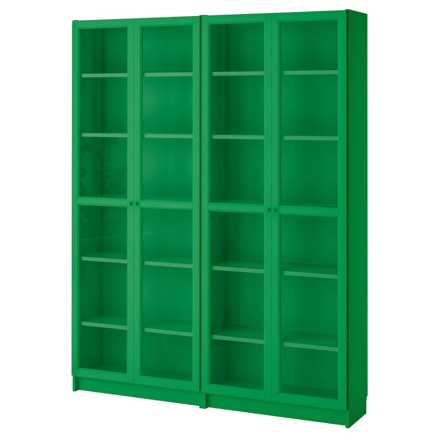 Шкаф-витрина - BILLY / OXBERG IKEA/ БИЛЛИ/ОКСБЕРГ ИКЕА, 202х160 см,зеленый (изображение №1)