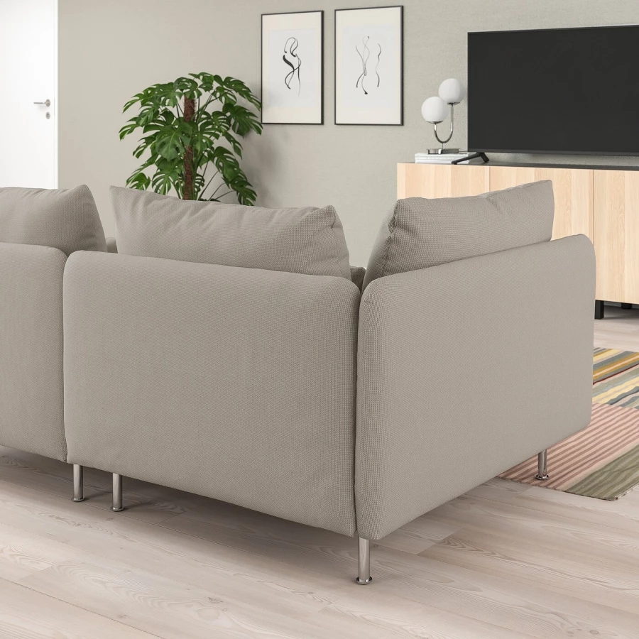 3-местный диван - IKEA SÖDERHAMN/SODERHAMN, 99x192см, серый/светло-серый, СОДЭРХАМН ИКЕА (изображение №3)