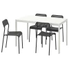 Стол и 4 стула - IKEA MELLTORP/ADDE/МЕЛЬТОРП/АДДЕ ИКЕА, 125х75 см, белый/черный