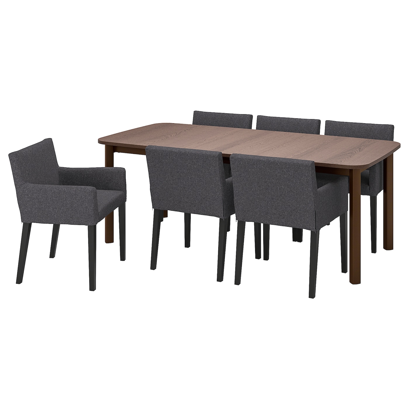 Стол и 6 стульев - STRANDTORP / MÅRENÄS IKEA/СТРАНДТОРП/МАРЕНЭС ИКЕА, 205х95х75 см, коричневый/серый