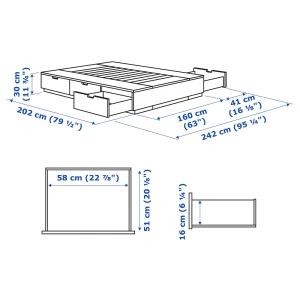 NORDLI Каркас кровати с ящиком для хранения и матрасом ИКЕА