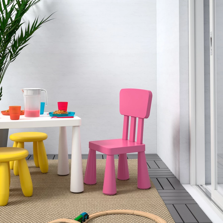 Стул детский - IKEA MAMMUT/МАММУТ ИКЕА, 67х39 см, розовый (изображение №2)