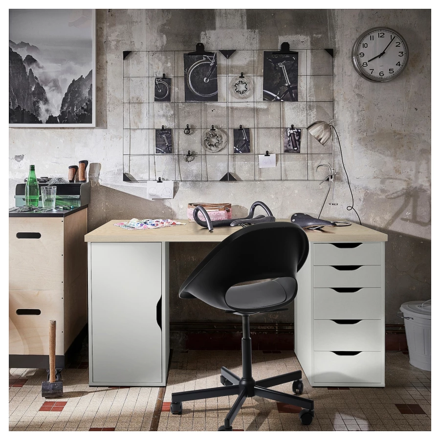 Письменный стол с ящиками - IKEA ALEX/АЛЕКС ИКЕА, 140x60 см, сосна/белый (изображение №4)
