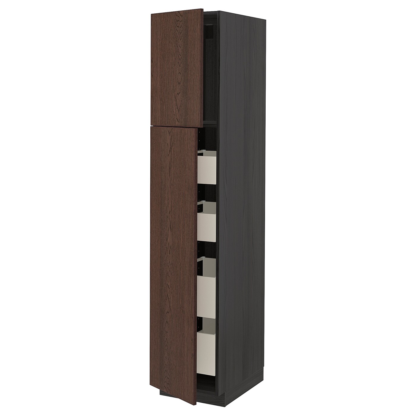 Высокий шкаф - IKEA METOD/MAXIMERA/МЕТОД/МАКСИМЕРА ИКЕА, 60х60х200 см, черный/коричневый