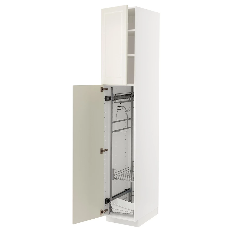 Высокий шкаф/бытовой - IKEA METOD/МЕТОД ИКЕА, 220х60х40 см, белый/кремовый (изображение №1)