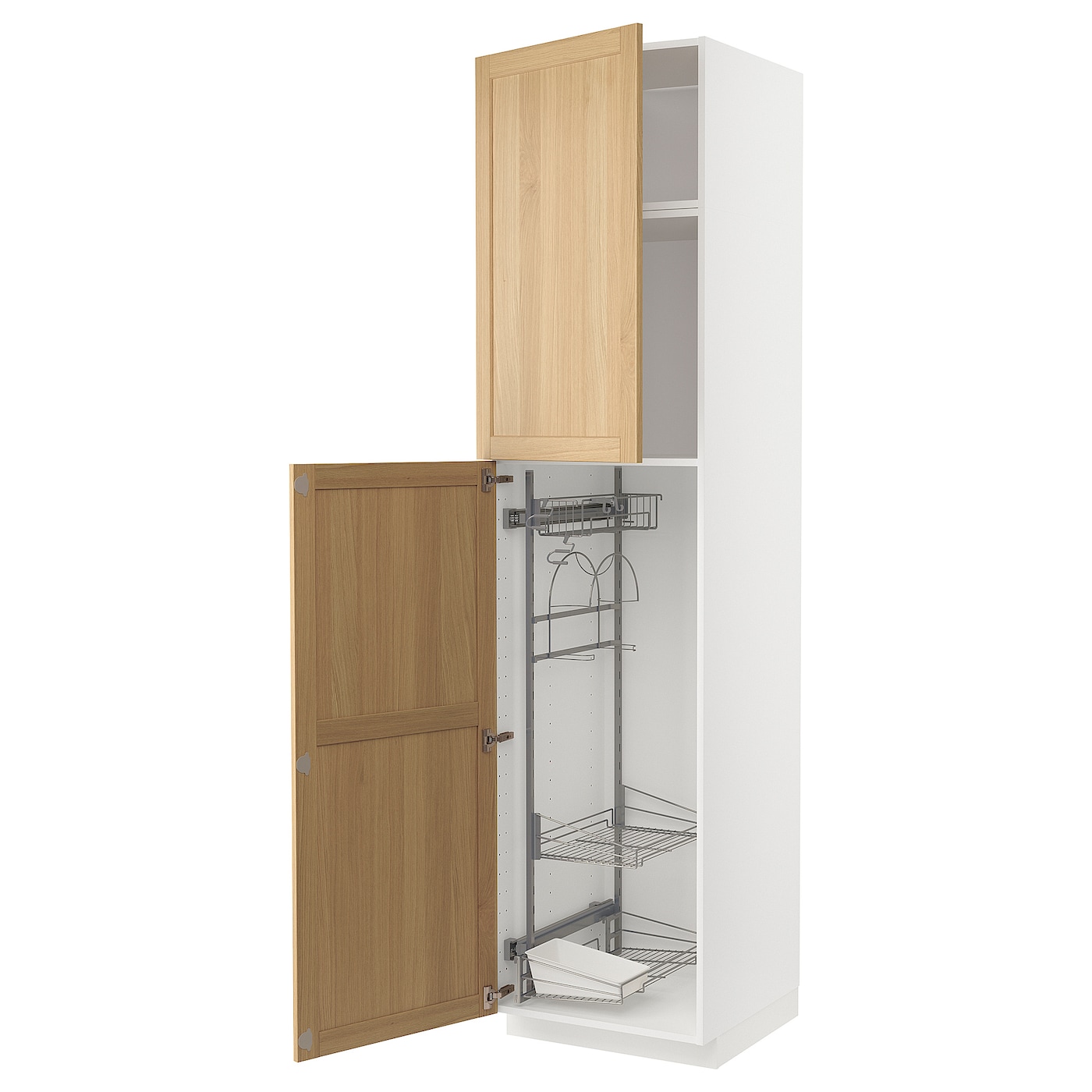 Высокий кухонный шкаф/бытовой - IKEA METOD/МЕТОД ИКЕА, 240х60х60 см, белый/светло-коричневый