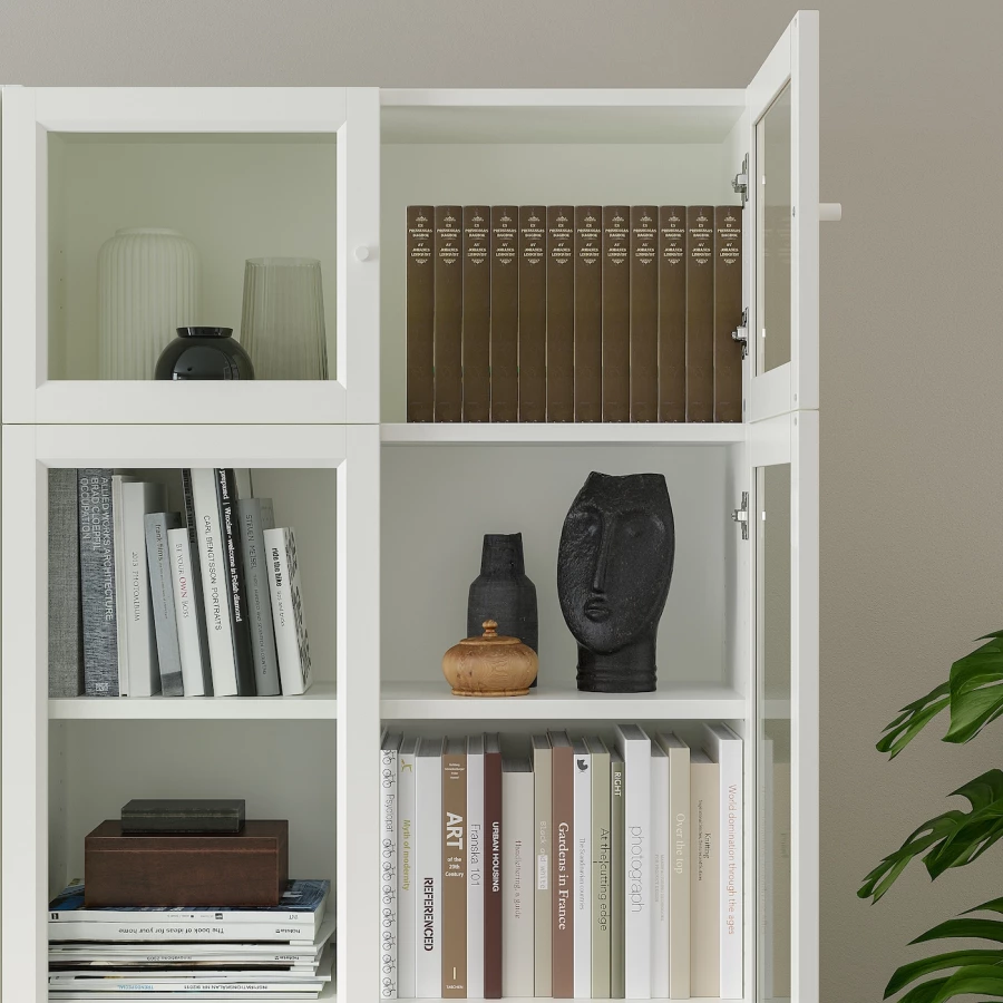 Книжный шкаф с дверцей - BILLY/OXBERG IKEA/ БИЛЛИ/ОКСБЕРГ ИКЕА, 30х80х237 см, белый (изображение №5)