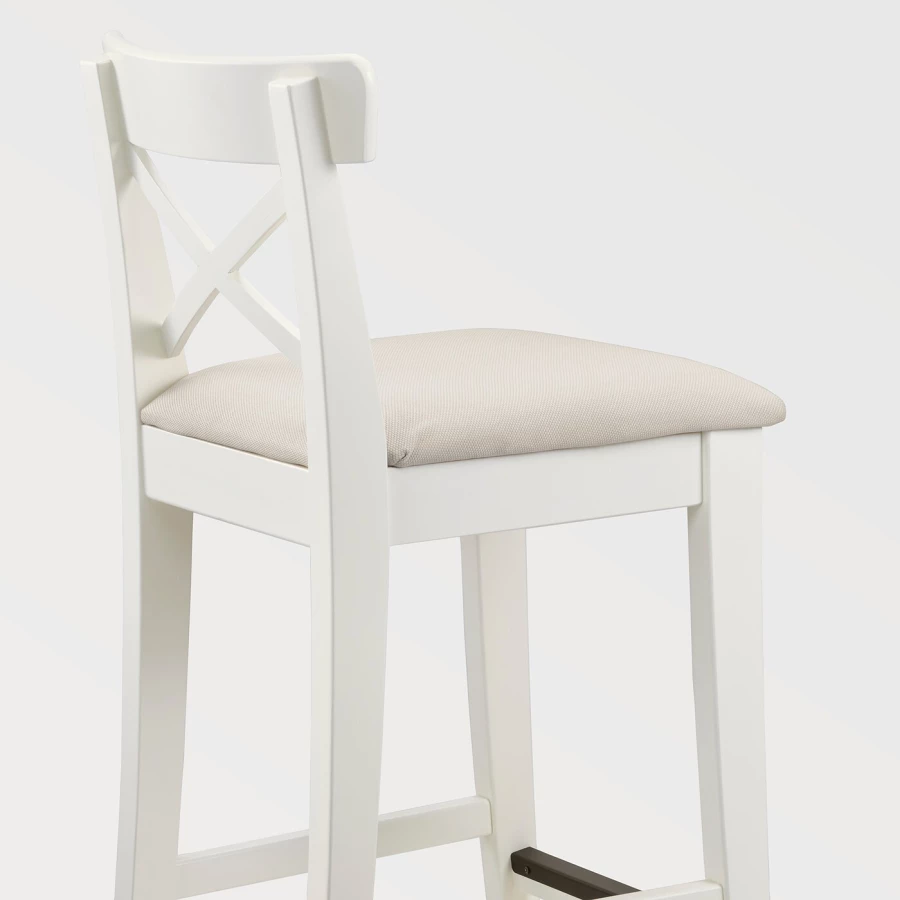 Барный стул со спинкой - INGOLF IKEA/ИНГОЛЬФ ИКЕА, 92х40х45  см, белый (изображение №3)