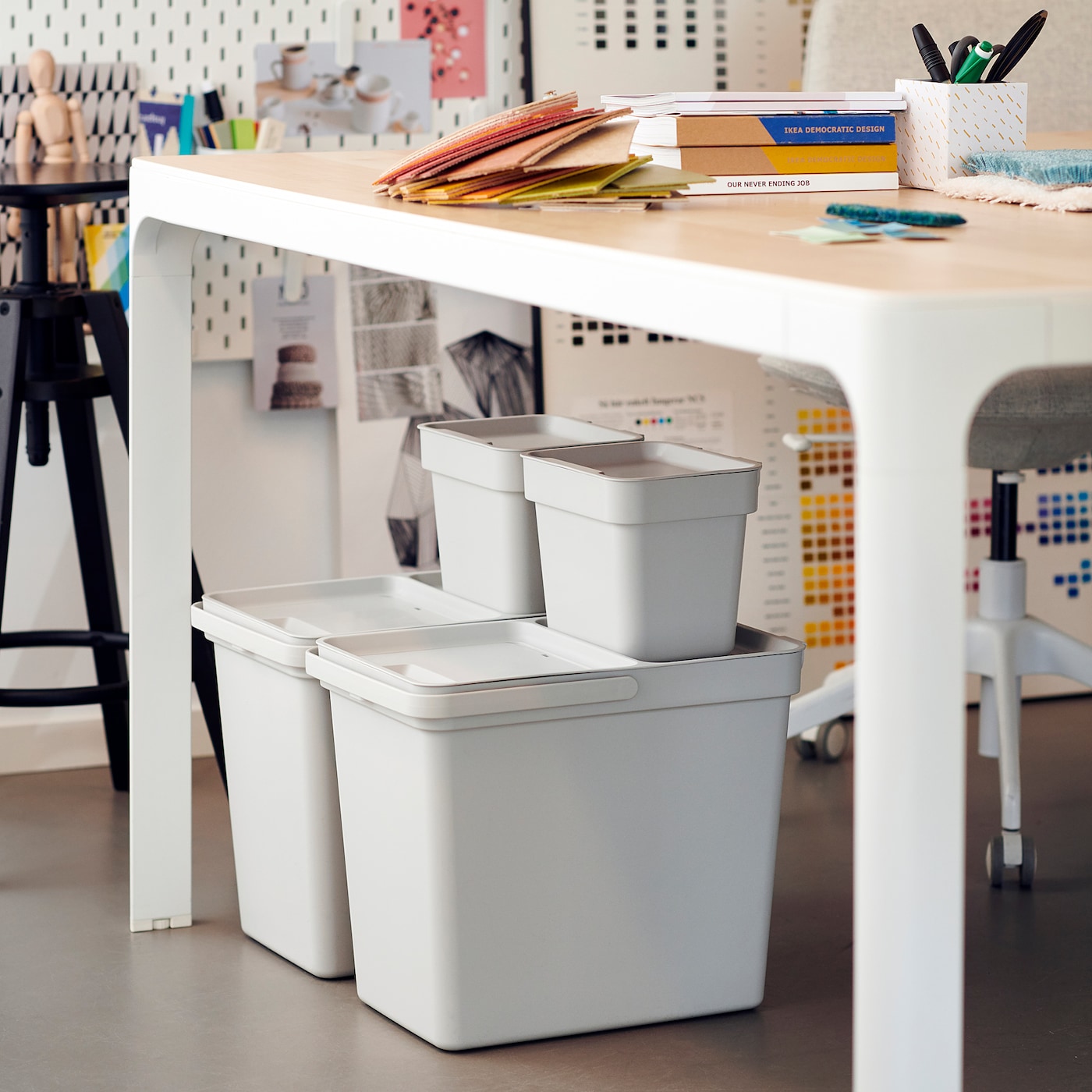 Контейнер для сортировки мусора - IKEA HÅLLBAR/HALLBAR, 22л, белый
