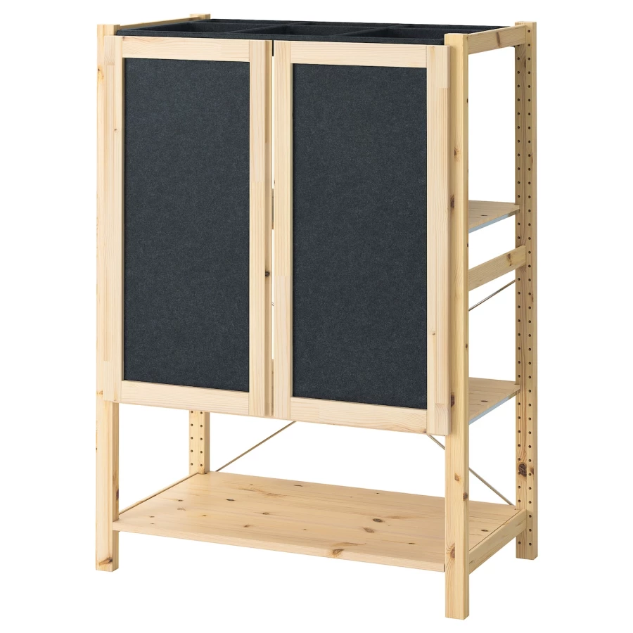 Комбинация для хранения - IKEA IVAR/ИВАР ИКЕА, 89х50х124 см, сосна/черный (изображение №1)