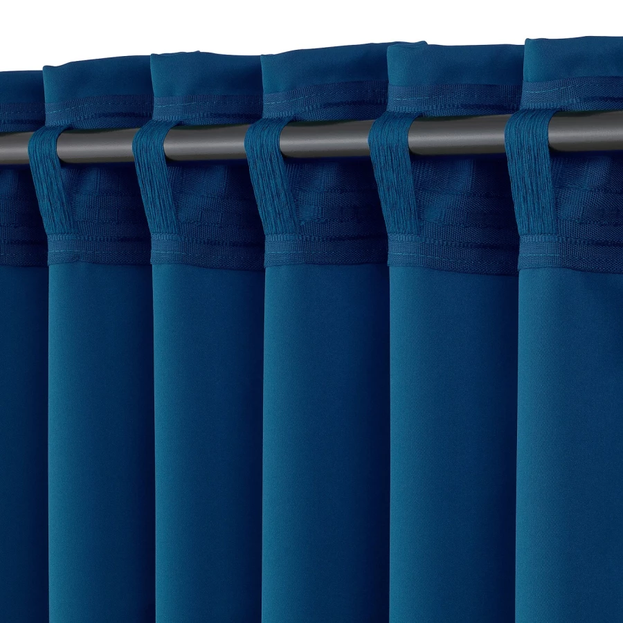 Штора, 2 шт. - IKEA MAJGULL, 300х145 см, темно-синий, МАЙГУЛЛ ИКЕА (изображение №5)