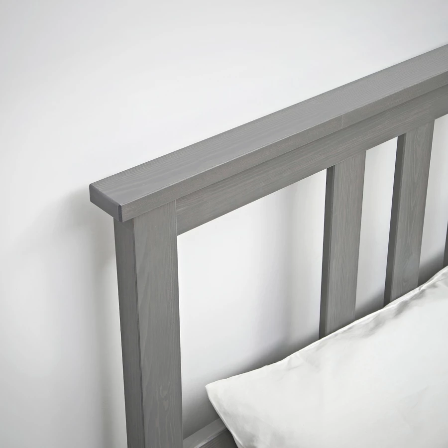 Кровать - IKEA HEMNES, 200х140 см, матрас средней жесткости, серый, ХЕМНЕС ИКЕА (изображение №8)