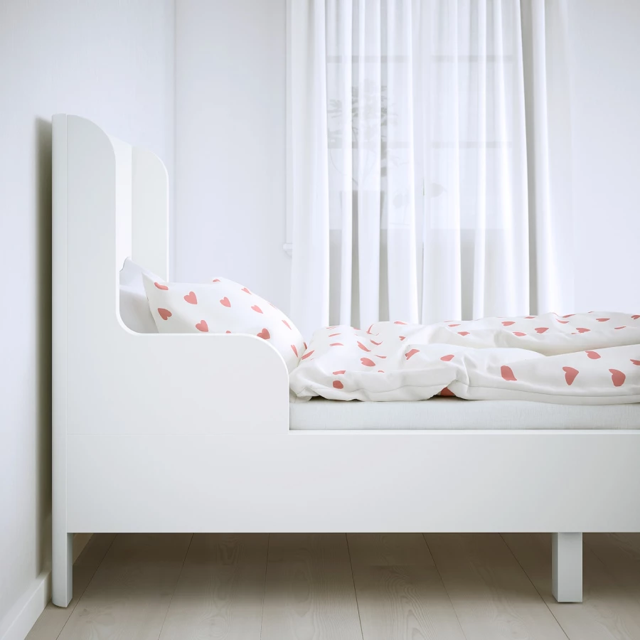 Кровать одноярусная - IKEA BUSUNGE/БУСУНГЕ ИКЕА, 80x200 см, белый (изображение №5)
